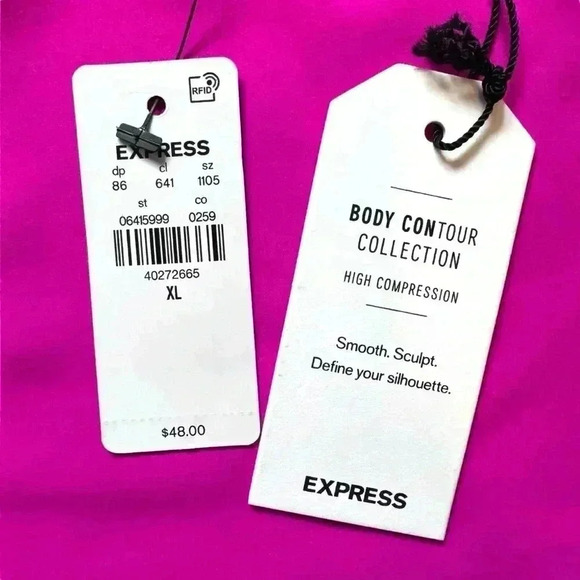 Express Body Contour Hot Pink Compression High Neck Cutout Cropped Tank XL NWT - Picture 2 of 9